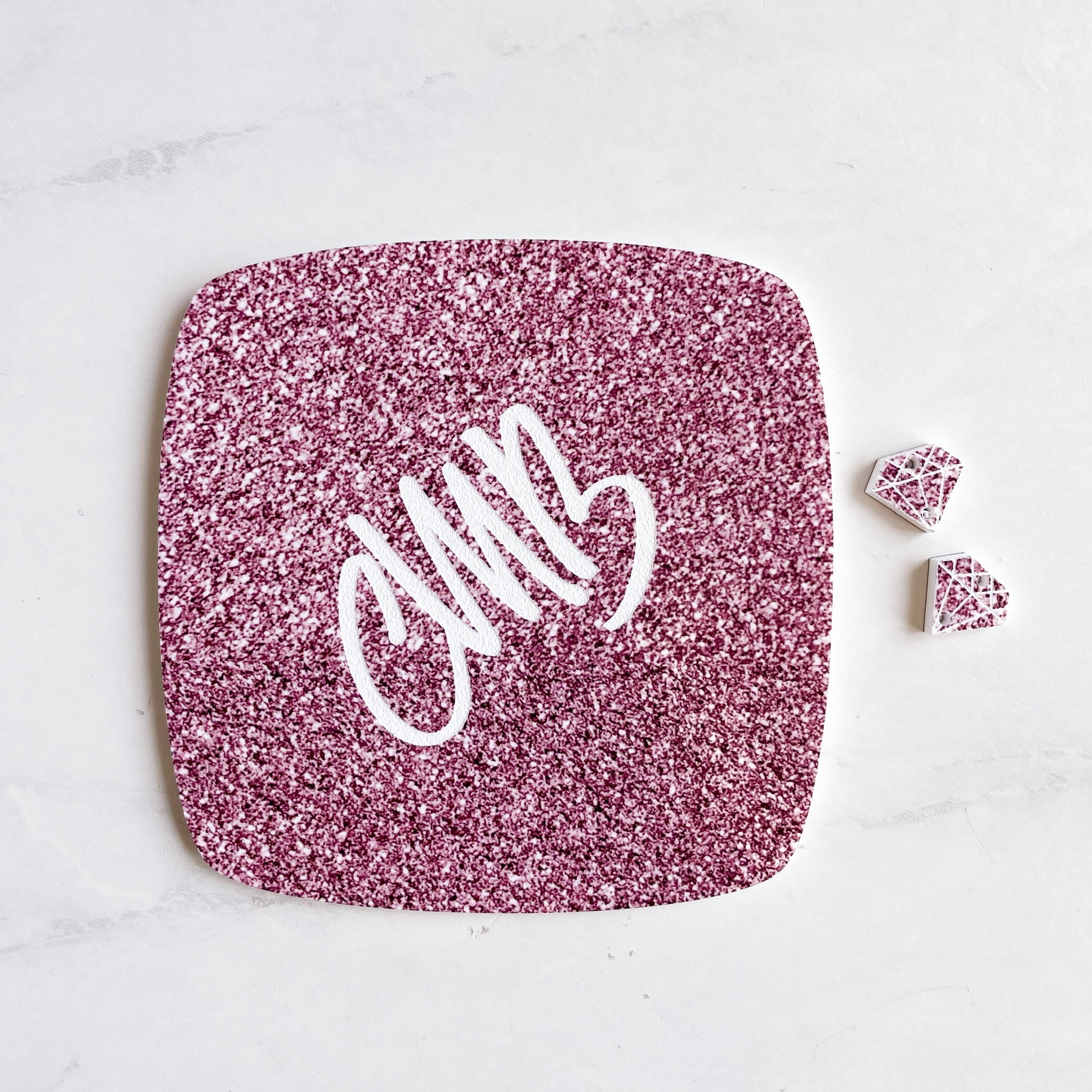 CMB 1/8" Two Tone Printed Acrylic Rose Gold Faux Glitter Engraves White - CMB Two Tone